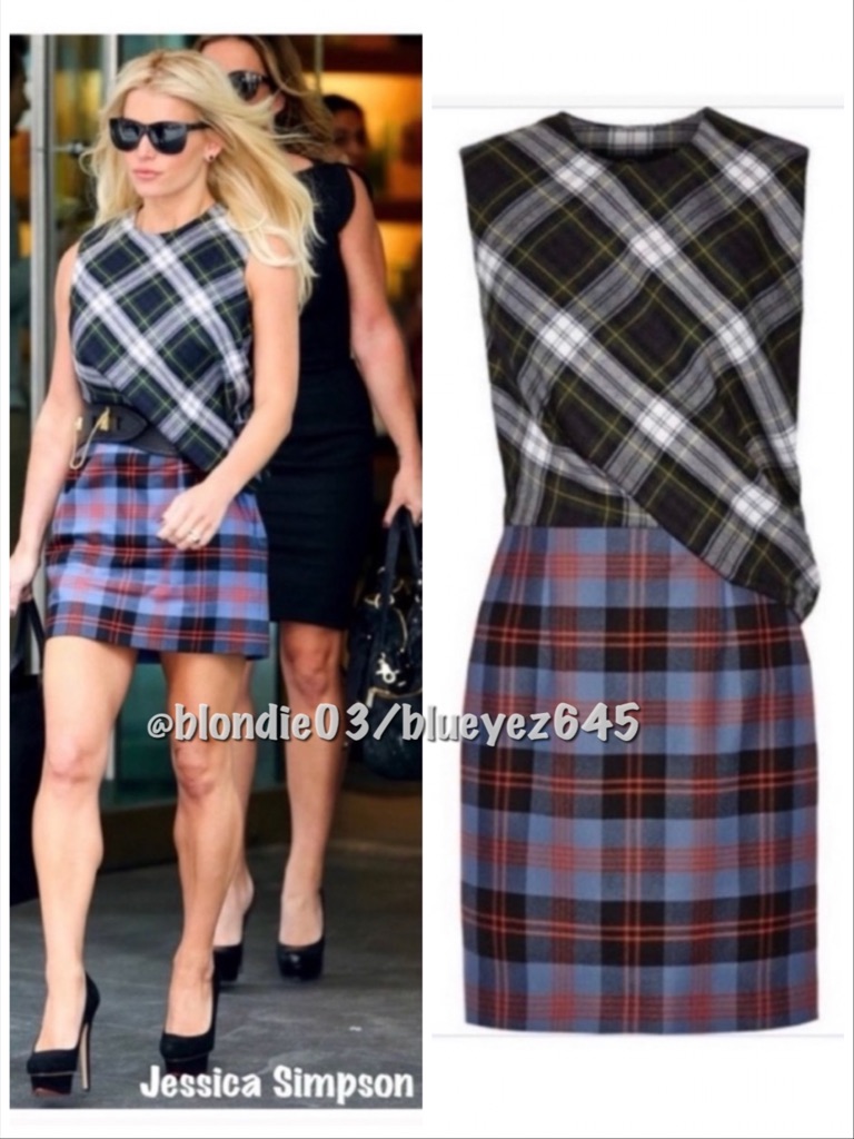 Mcq Alexander Mcqueen Drape Top Plaid Dress 44/8